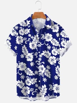 Men's casual shirt plant printed summer clothing Hawaiian short sleeved 2023 medieval vintage beach vacation top