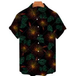 Men's casual shirt plant printed summer clothing Hawaiian short sleeved 2023 medieval vintage beach vacation top