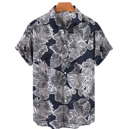 Men's casual shirt plant printed summer clothing Hawaiian short sleeved 2023 medieval vintage beach vacation top