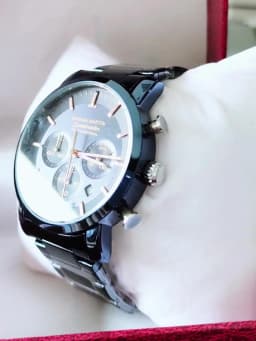2024 New Multi functional Watch Hannah Martin Brand 46mm Blue Silver Stainless Steel Leisure Quartz Timing Watch Freee Shipping