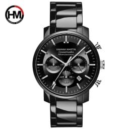 2024 New Multi functional Watch Hannah Martin Brand 46mm Blue Silver Stainless Steel Leisure Quartz Timing Watch Freee Shipping