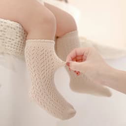 Baby Girls Princess Knitted Mesh Socks Summer Soft Toddler Girls Knee High Socks Cotton Infant Newborn Girls Long Tube Stockings