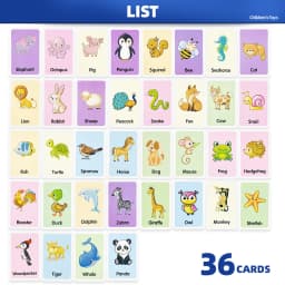 36 Double-Sided Animal Recognition Cards for Kidsren's Enlightenment and Learning through Pictures, Paper-Based Fun Teaching Cards