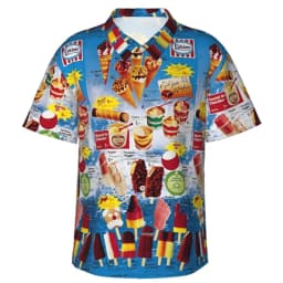 80s 90s retro Funny Ice Cream 3D Print Shirts Memory Men Clothes Summer Cold Beach Shirts Hawaiian Vacation Streetwear Blouses