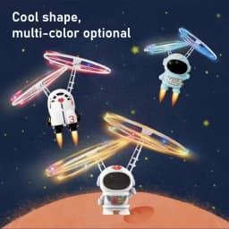 Flying Robot Astronaut Toy Aircraft High-Tech Hand-Controlled Drone Interactive Dual Wings with Lights Outdoor GiftS for Kids
