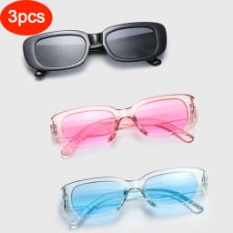 2pcs/set Rectangle Frame Sunglasses For Women Men Candy Color Y2K Fashion Sun Glasses Vintage Outdoor Eyewear UV400