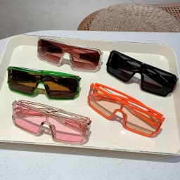 KAMMPT Oversized Monoblock Sunglasses Men 2024 New Vintage Square Shades Women Ins Trendy Brand Design Candy Color Sun Glasses