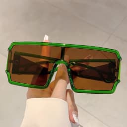 KAMMPT Oversized Monoblock Sunglasses Men 2024 New Vintage Square Shades Women Ins Trendy Brand Design Candy Color Sun Glasses