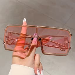 KAMMPT Oversized Monoblock Sunglasses Men 2024 New Vintage Square Shades Women Ins Trendy Brand Design Candy Color Sun Glasses