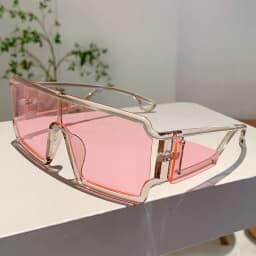 KAMMPT Oversized Monoblock Sunglasses Men 2024 New Vintage Square Shades Women Ins Trendy Brand Design Candy Color Sun Glasses