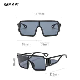 KAMMPT Oversized Monoblock Sunglasses Men 2024 New Vintage Square Shades Women Ins Trendy Brand Design Candy Color Sun Glasses