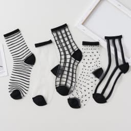 5 Pairs Women Ladies Socks Fashion Sheer Mesh Glass Silk Socks Ultrathin Transparent Crystal Lace Fabulous Elastic Summer Ankle
