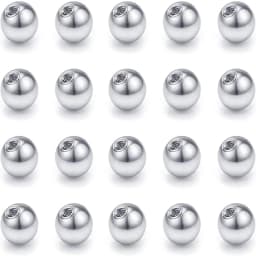 20 Pieces of Stainless Steel Replacement Ball Barbell Accessories 16G Top Bead Spiral Ball 14g / 16g Body Jewelry Piercing