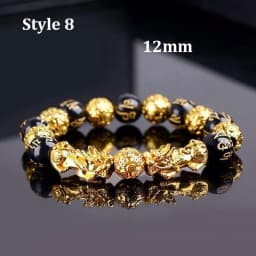 Feng Shui Obsidian Stone Beads Bracelet Wristband Gold Color Black Pixiu Wealth Good Luck Women Bracelet  Men Women Unisex