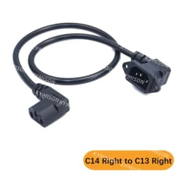 IEC320 C14 to C13 Extension Cord, C14 with Screw Holes and C13 Angled 30cm / 60cm Lenght, H05VV-F 3G 0.75MM