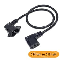 IEC320 C14 to C13 Extension Cord, C14 with Screw Holes and C13 Angled 30cm / 60cm Lenght, H05VV-F 3G 0.75MM