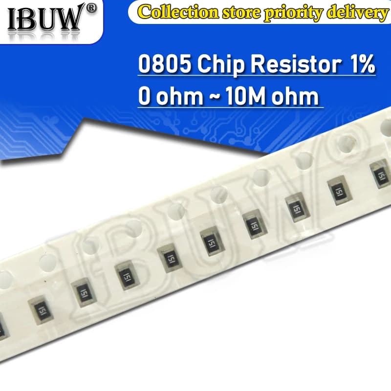 100pcs 0805 1% 1/8W SMD chip resistor 0R ~ 10M 0 1R 10R 100R 220R 330R 470R 1K 4.7K 10K 47K 100K 1M 10M 0 1 10 100 330 470 ohm