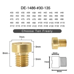 Sclmotos- M5 Thread Carburetor Main Jet AD/DS Racing For Dellorto SHA PHBG NC PHVA Carb Main Injector Nozzle Pilot Jet #30-#135