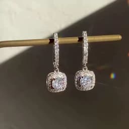 Huitan New Trendy Square Shape Drop Earrings Brilliant Bridal Engagement Wedding Jewelry Elegant Female Dangle Earring Nice Gift