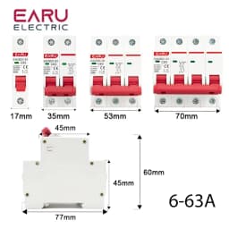 EARU DC 1000V 1/2/3/4P Solar Mini Circuit Breaker Overload Protection Switch 6A~63A/80A/100A/125A MCB for Photovoltaic PV System