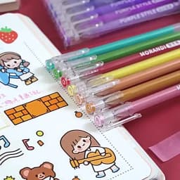 Languo Gel Pen Large Capacity Handbook Pens 6/9Pcs 0.6mm Student Art Diy Doodling Drawing Markers Office Kawaii Art Stationery