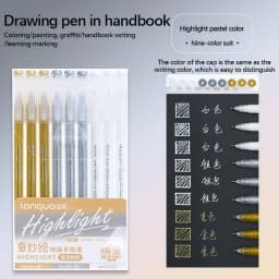 Languo Gel Pen Large Capacity Handbook Pens 6/9Pcs 0.6mm Student Art Diy Doodling Drawing Markers Office Kawaii Art Stationery