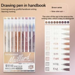Languo Gel Pen Large Capacity Handbook Pens 6/9Pcs 0.6mm Student Art Diy Doodling Drawing Markers Office Kawaii Art Stationery