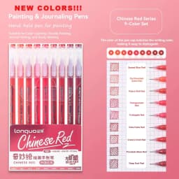 Languo Gel Pen Large Capacity Handbook Pens 6/9Pcs 0.6mm Student Art Diy Doodling Drawing Markers Office Kawaii Art Stationery