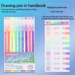 Languo Gel Pen Large Capacity Handbook Pens 6/9Pcs 0.6mm Student Art Diy Doodling Drawing Markers Office Kawaii Art Stationery