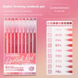 Languo Gel Pen Large Capacity Handbook Pens 6/9Pcs 0.6mm Student Art Diy Doodling Drawing Markers Office Kawaii Art Stationery
