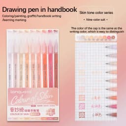 Languo Gel Pen Large Capacity Handbook Pens 6/9Pcs 0.6mm Student Art Diy Doodling Drawing Markers Office Kawaii Art Stationery