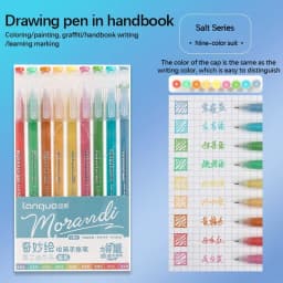 Languo Gel Pen Large Capacity Handbook Pens 6/9Pcs 0.6mm Student Art Diy Doodling Drawing Markers Office Kawaii Art Stationery
