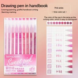 Languo Gel Pen Large Capacity Handbook Pens 6/9Pcs 0.6mm Student Art Diy Doodling Drawing Markers Office Kawaii Art Stationery