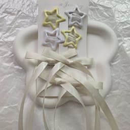 6-piece set of women's hair accessories, starry and bow set, ballet style bow ribbon ribbon hair clip, double ponytail ribbon br