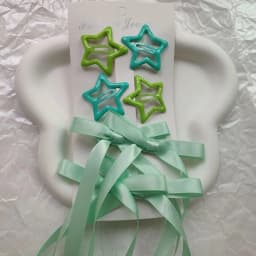 6-piece set of women's hair accessories, starry and bow set, ballet style bow ribbon ribbon hair clip, double ponytail ribbon br