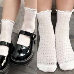5/1pairs Lace Mesh Socks for Women Summer Cotton White Retro Thin Breathable Mid Length Sock Girl Fashion Sweet Loose Comf Socks