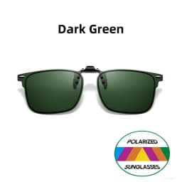 VIVIBEE Polarized Clip-on Flip Up Rimless Sunglasses for Anti-Glare Night Driving Glasses Fashion Mirorr Green Eyeglasses