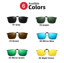 VIVIBEE Polarized Clip-on Flip Up Rimless Sunglasses for Anti-Glare Night Driving Glasses Fashion Mirorr Green Eyeglasses