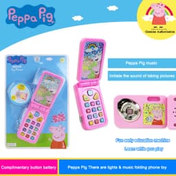 Peppa Pig Simulated Folding Mobile Phone Toys Kids Early Education Toddler Playing House Emulation Sound Light Music Child Gifts