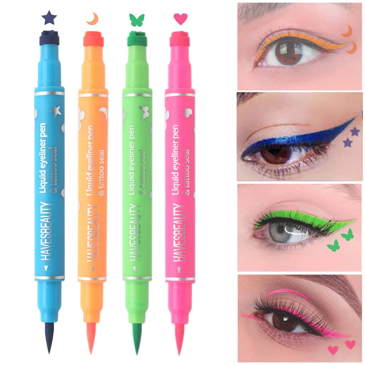 Dual-Ended Color Eyeliner, Pattern Stamp, Waterproof Non-Smudge, Embellish the End of the Eye Eyeliner