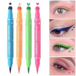 Dual-Ended Color Eyeliner, Pattern Stamp, Waterproof Non-Smudge, Embellish the End of the Eye Eyeliner