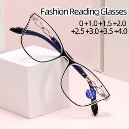 Ladies Trendy Style Reading Glasses New Fashion Cat Eye Hyperopia Blue Light Blocking Computer Glasses Prescription Eyewear +1.5