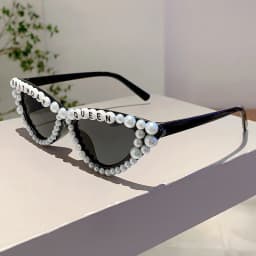 KAMMPT Cat Eye Design Gift Shades Shiny Pearl Decor Pink Present Glasses for Women's Birthday Party Favor Ladies Props Frame