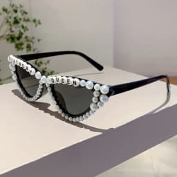KAMMPT Cat Eye Design Gift Shades Shiny Pearl Decor Pink Present Glasses for Women's Birthday Party Favor Ladies Props Frame