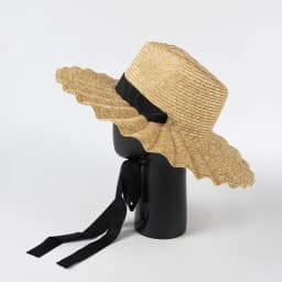 USPOP New Spring Summer Sun Hats Fashion Casual Scalloped Brim Straw Jazz Hat with Straps for Outdoor Beach Sun Protection