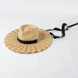 USPOP New Spring Summer Sun Hats Fashion Casual Scalloped Brim Straw Jazz Hat with Straps for Outdoor Beach Sun Protection