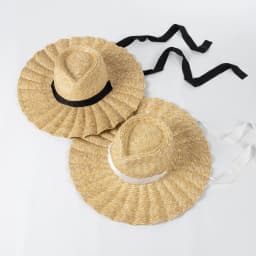 USPOP New Spring Summer Sun Hats Fashion Casual Scalloped Brim Straw Jazz Hat with Straps for Outdoor Beach Sun Protection