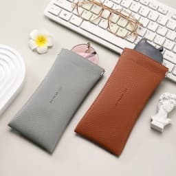 Glasses Case Women's Lychee PU Leather Glasses Storage Bag Automatic Closed Cover Soft Eyewear Pouch Data Cable Organiser 2024