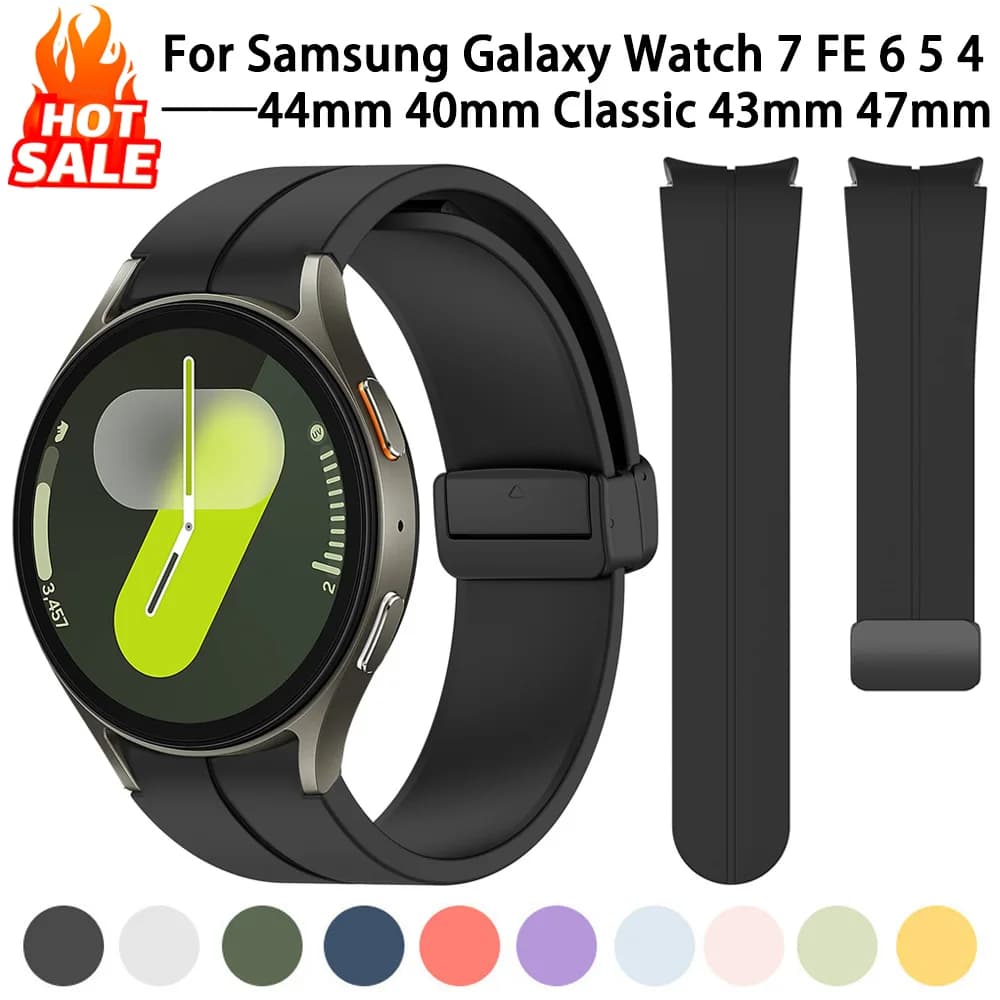 Original Silicone Band For Samsung Galaxy Watch 7 6 5 4 FE 44mm 40mm/5 Pro 45mm Magnetic Bracelet Watch6 Classic 43mm 47mm Strap