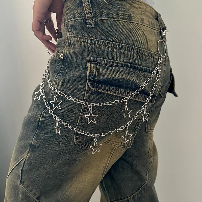 Unisex Jeans Pants Chain Belts For Men and Women Punk Metal Crescent Geometric Bag Chain Hip Hop Hipster Cool Street Keychain
